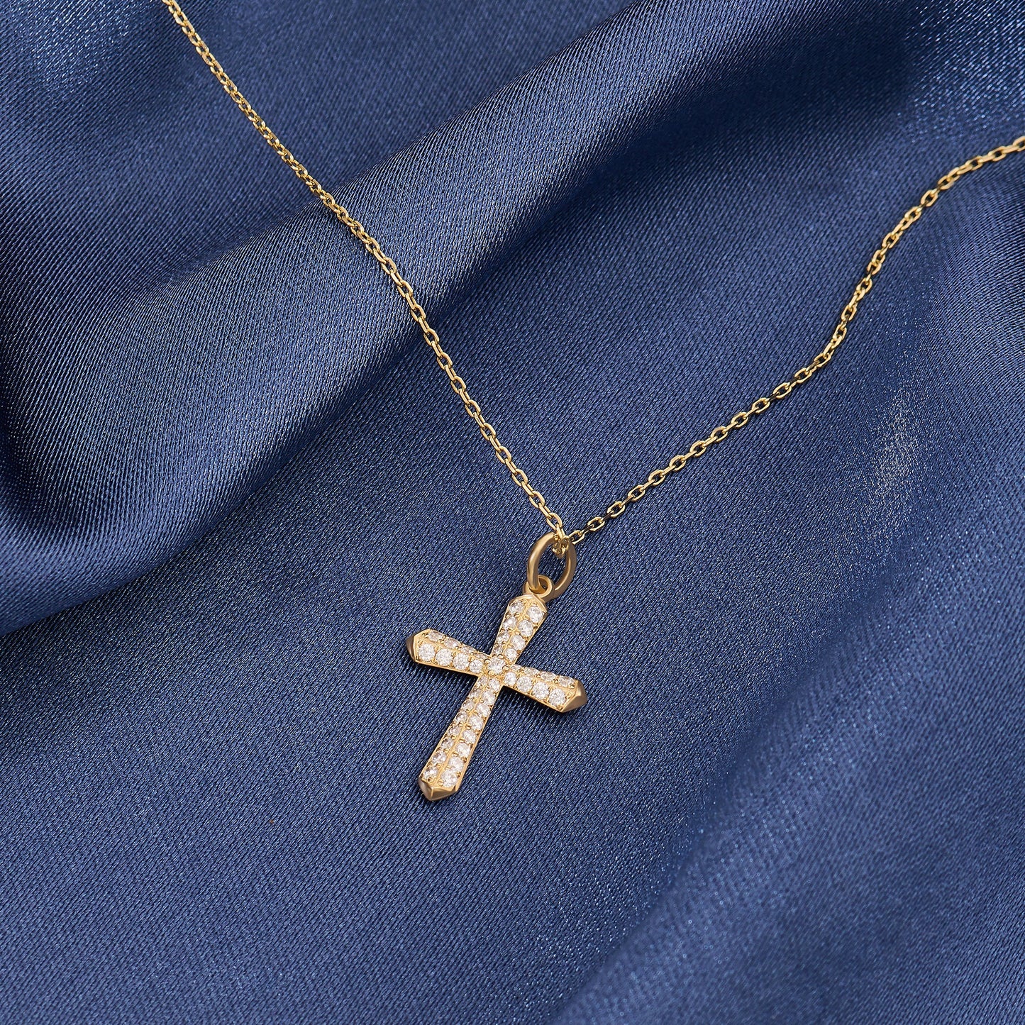Diamond Cross Necklace in Gold