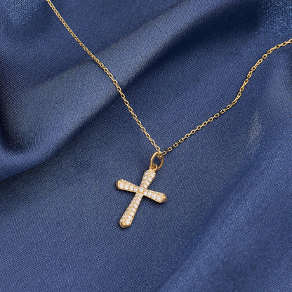 Diamond Cross Necklace in Gold