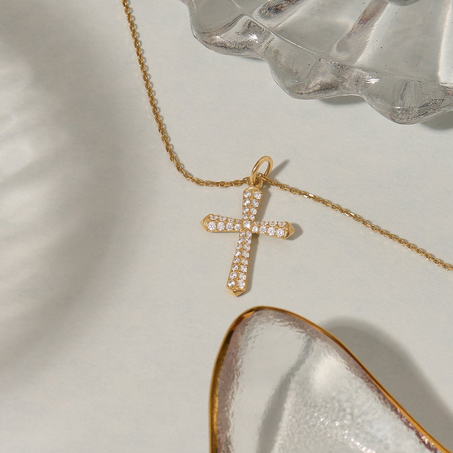 Diamond Cross Necklace in Gold