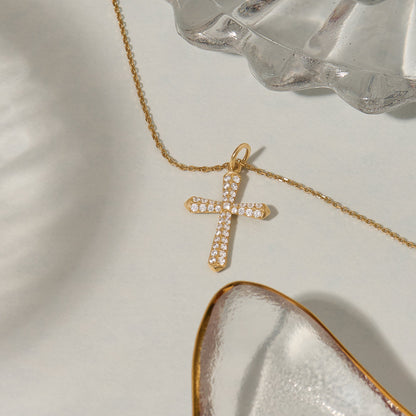Diamond Cross Necklace in Gold