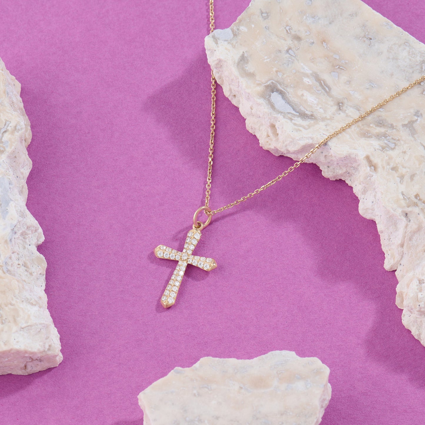 Diamond Cross Necklace in Gold
