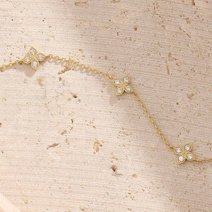 Diamond Flower Bracelet in Gold