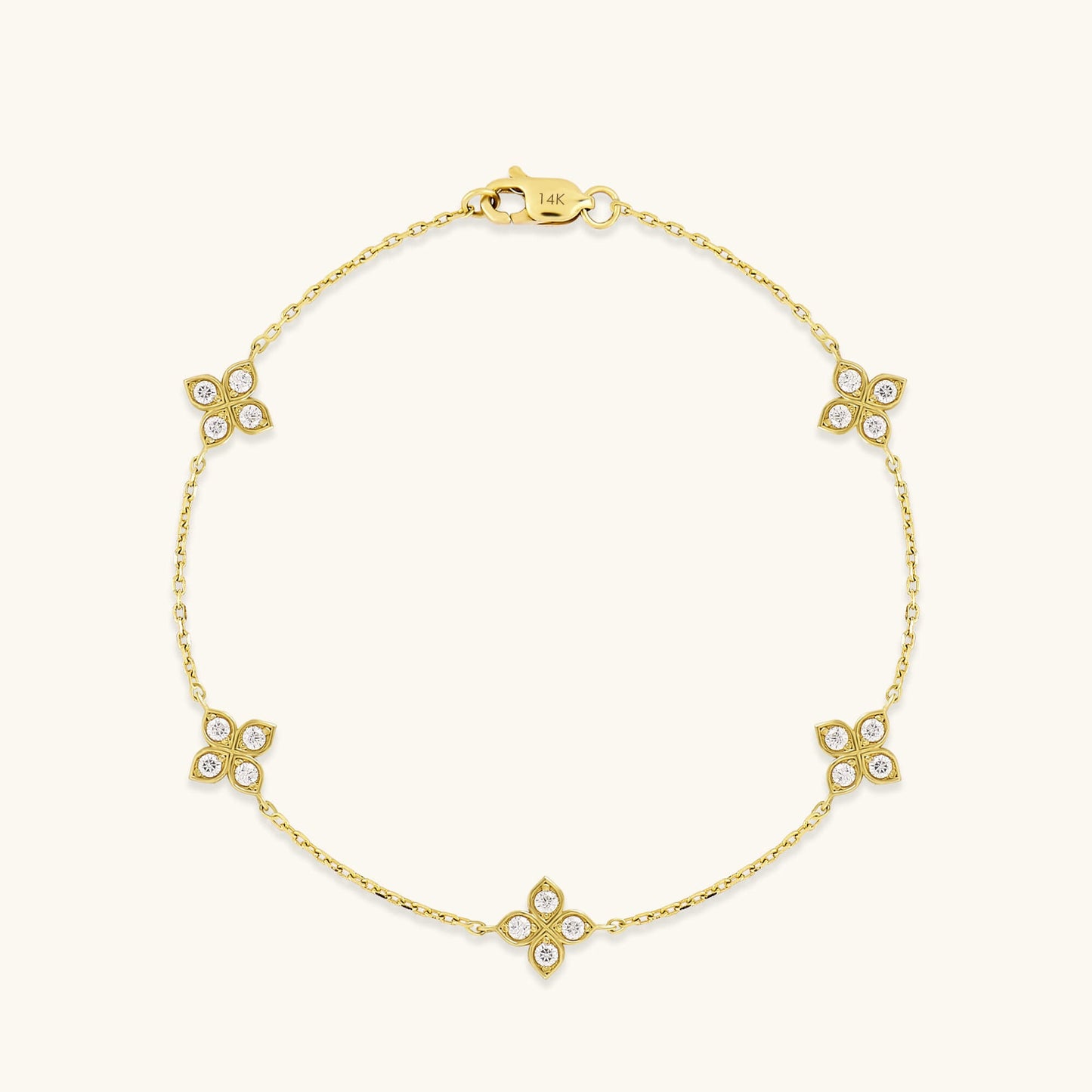 Diamond Flower Bracelet in Gold