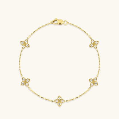 Diamond Flower Bracelet in Gold