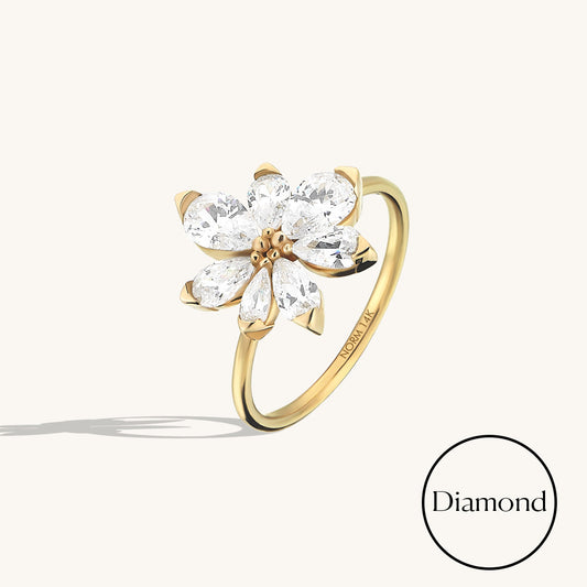 Diamond Flower Cocktail Ring in Gold