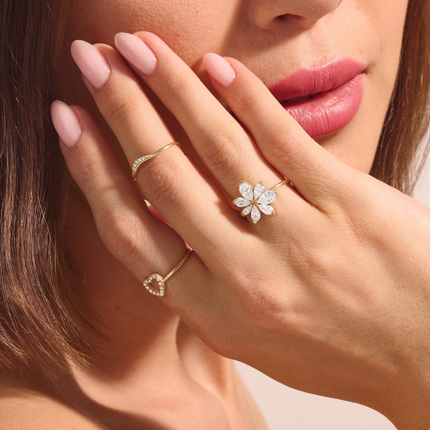 Diamond Flower Cocktail Ring in Gold