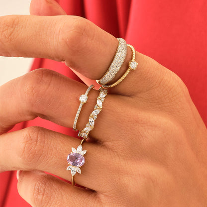 Diamond Half Eternity Solitaire Ring in Gold