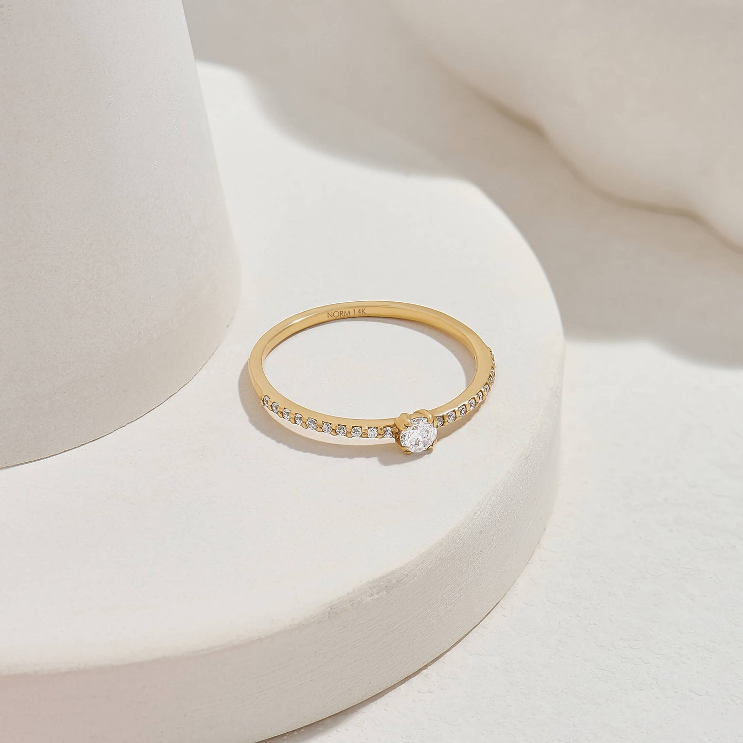 Diamond Half Eternity Solitaire Ring in Gold