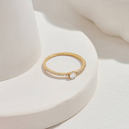 Diamond Half Eternity Solitaire Ring in Gold