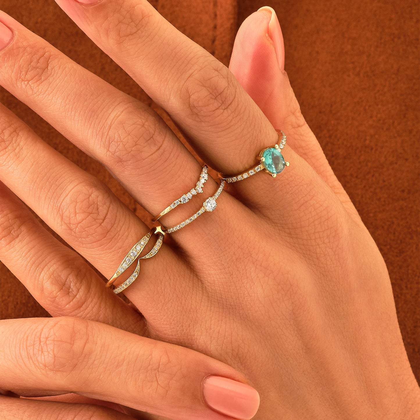 Diamond Half Eternity Solitaire Ring in Gold