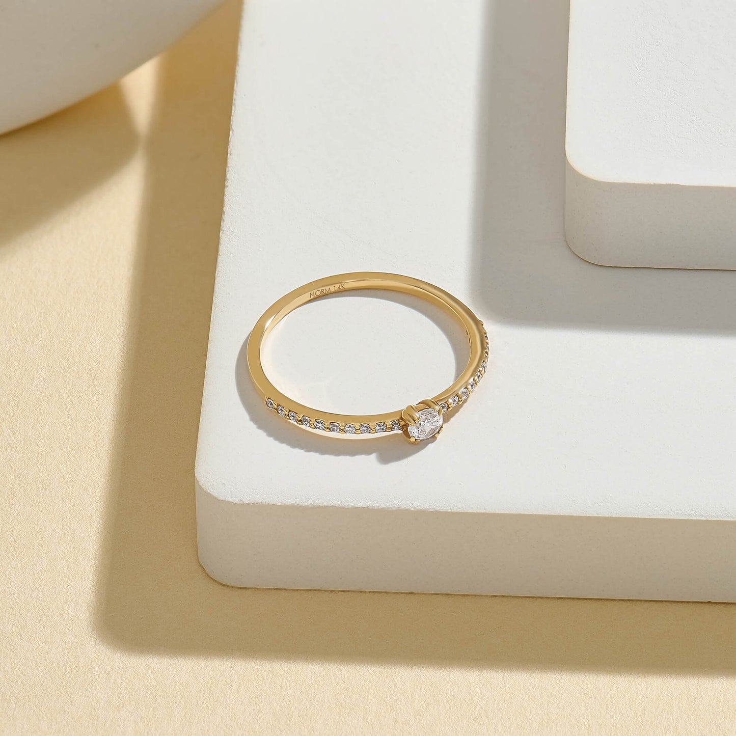 Diamond Half Eternity Solitaire Ring in Gold