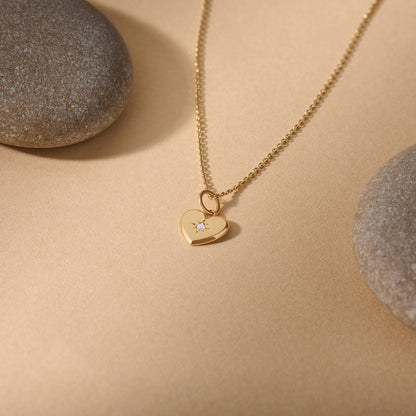 Diamond Heart Love Necklace in Gold