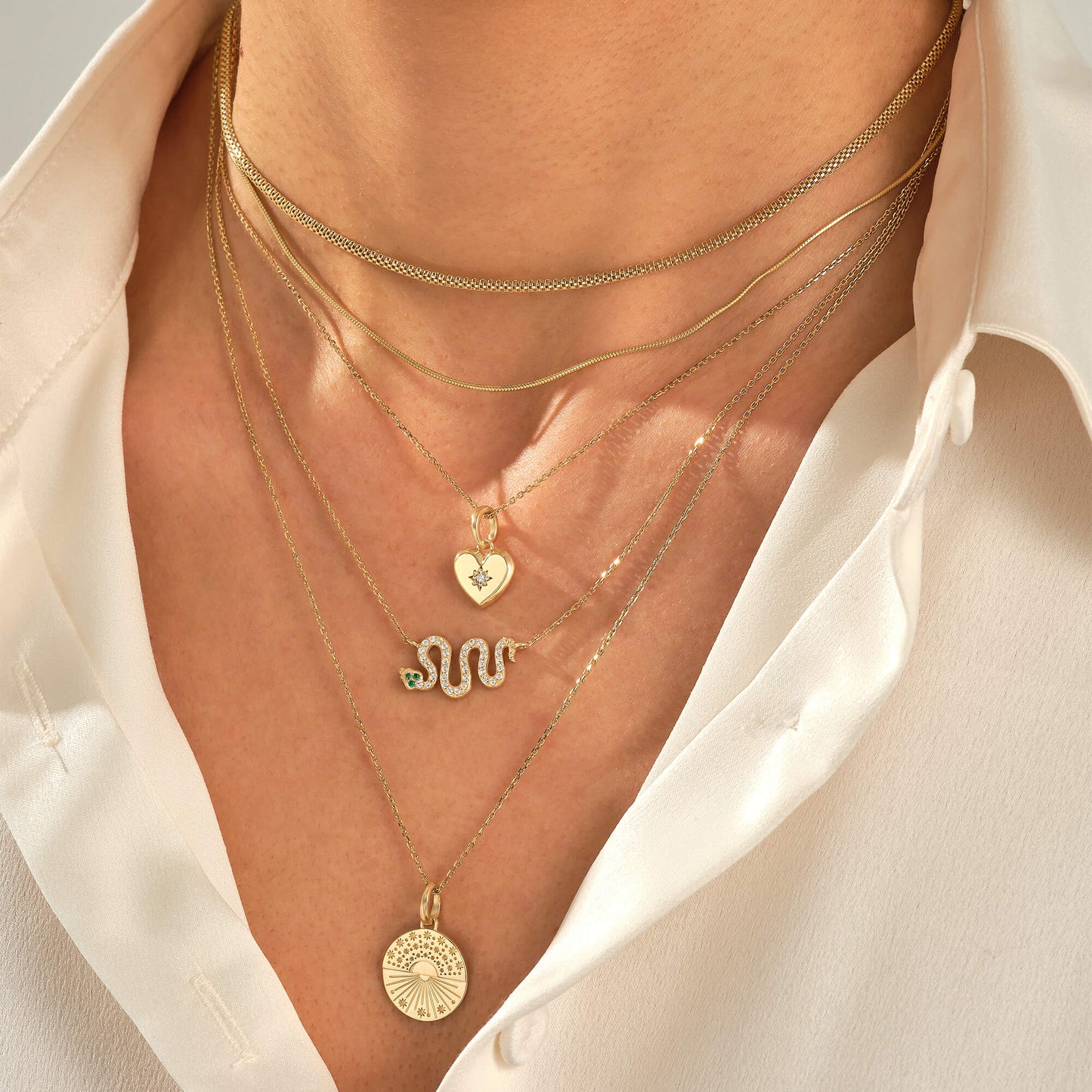 Diamond Heart Love Necklace in Gold