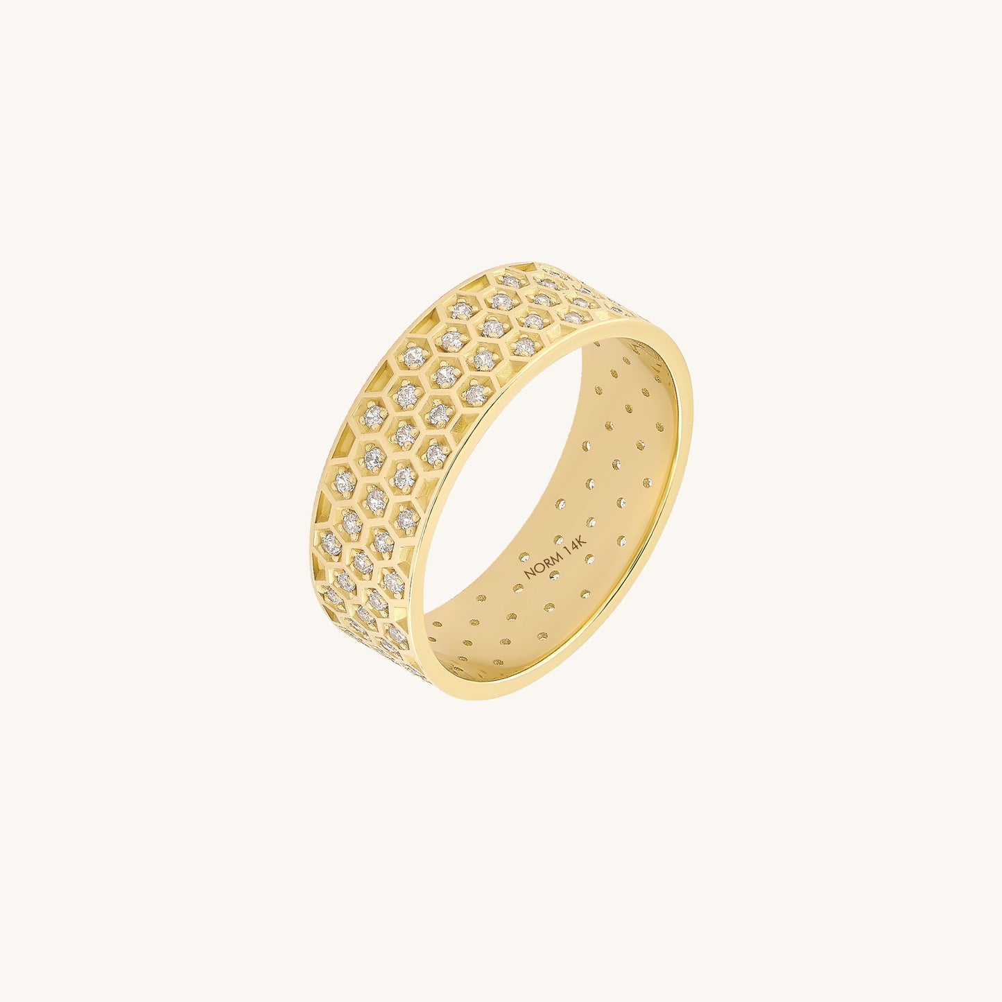 Diamond Honeycomb Band Ring in Gold