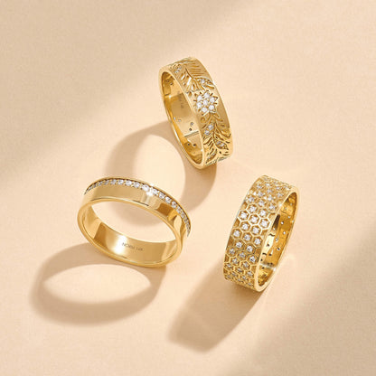 Diamond Honeycomb Band Ring in Gold