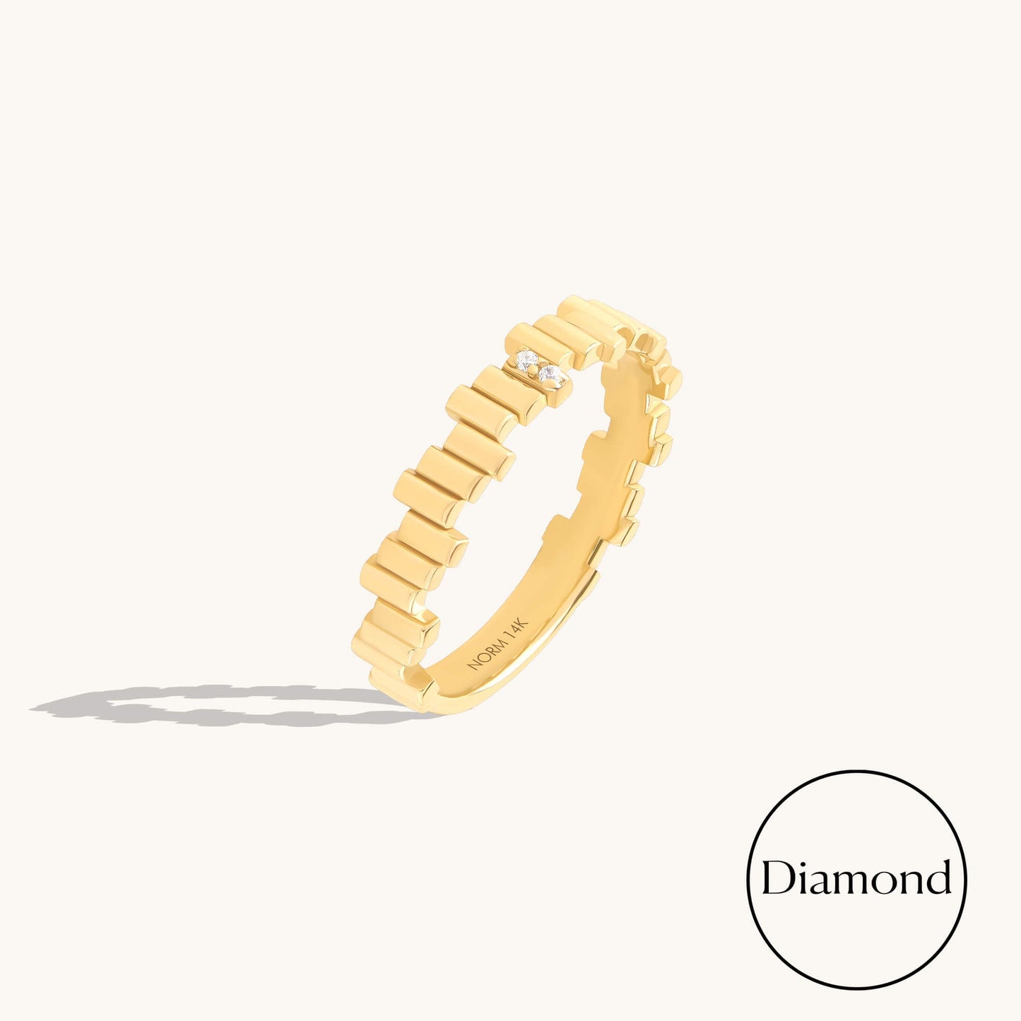 Diamond Irregular Bars Stacking Ring in Gold