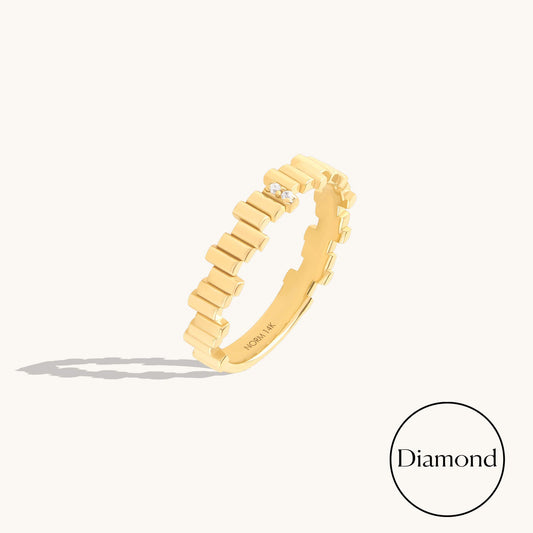 Diamond Irregular Bars Stacking Ring in Gold