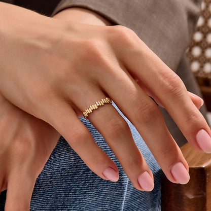 Diamond Irregular Bars Stacking Ring in Gold