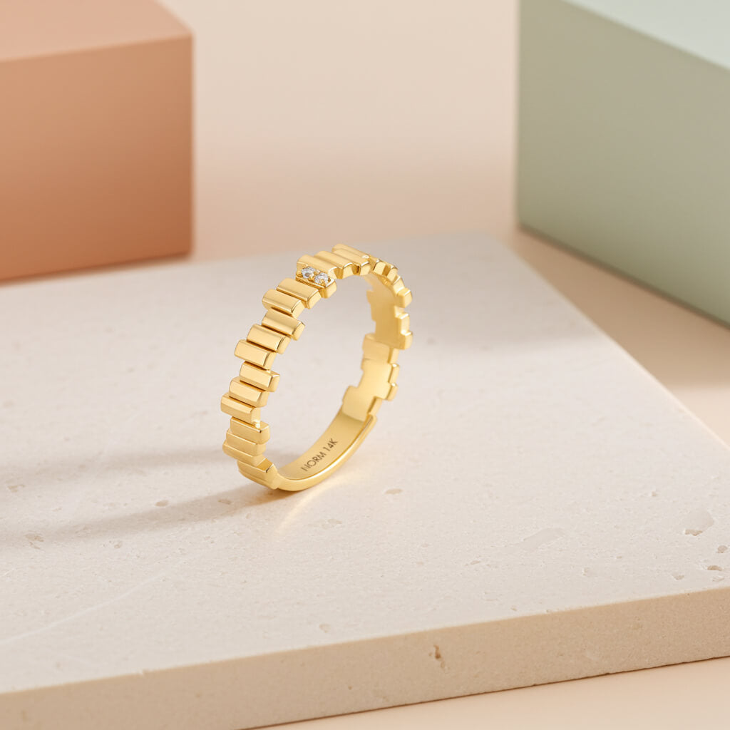 Diamond Irregular Bars Stacking Ring in Gold