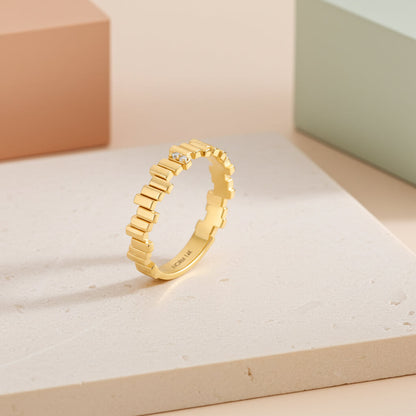 Diamond Irregular Bars Stacking Ring in Gold