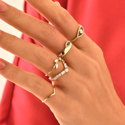 Diamond Leaf Ring in Gold