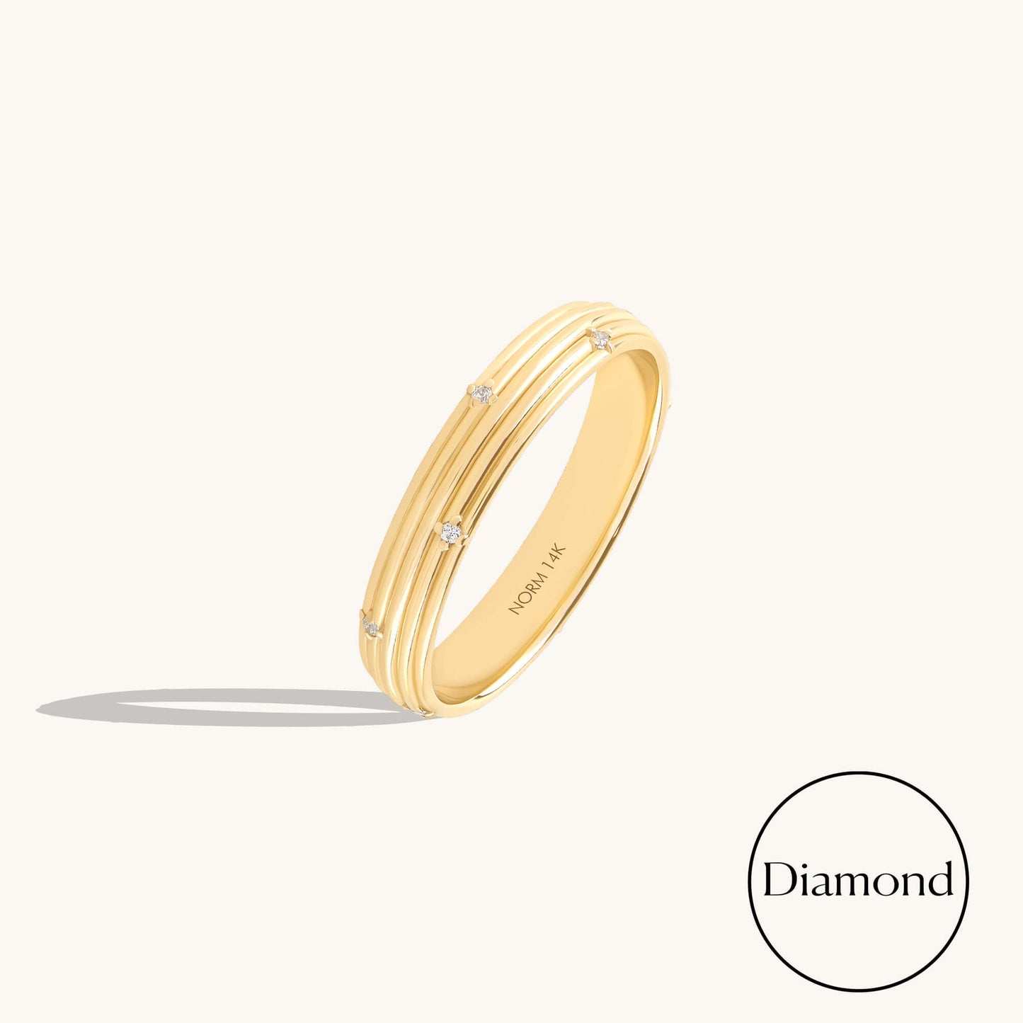 Diamond Linear Band Ring in Gold