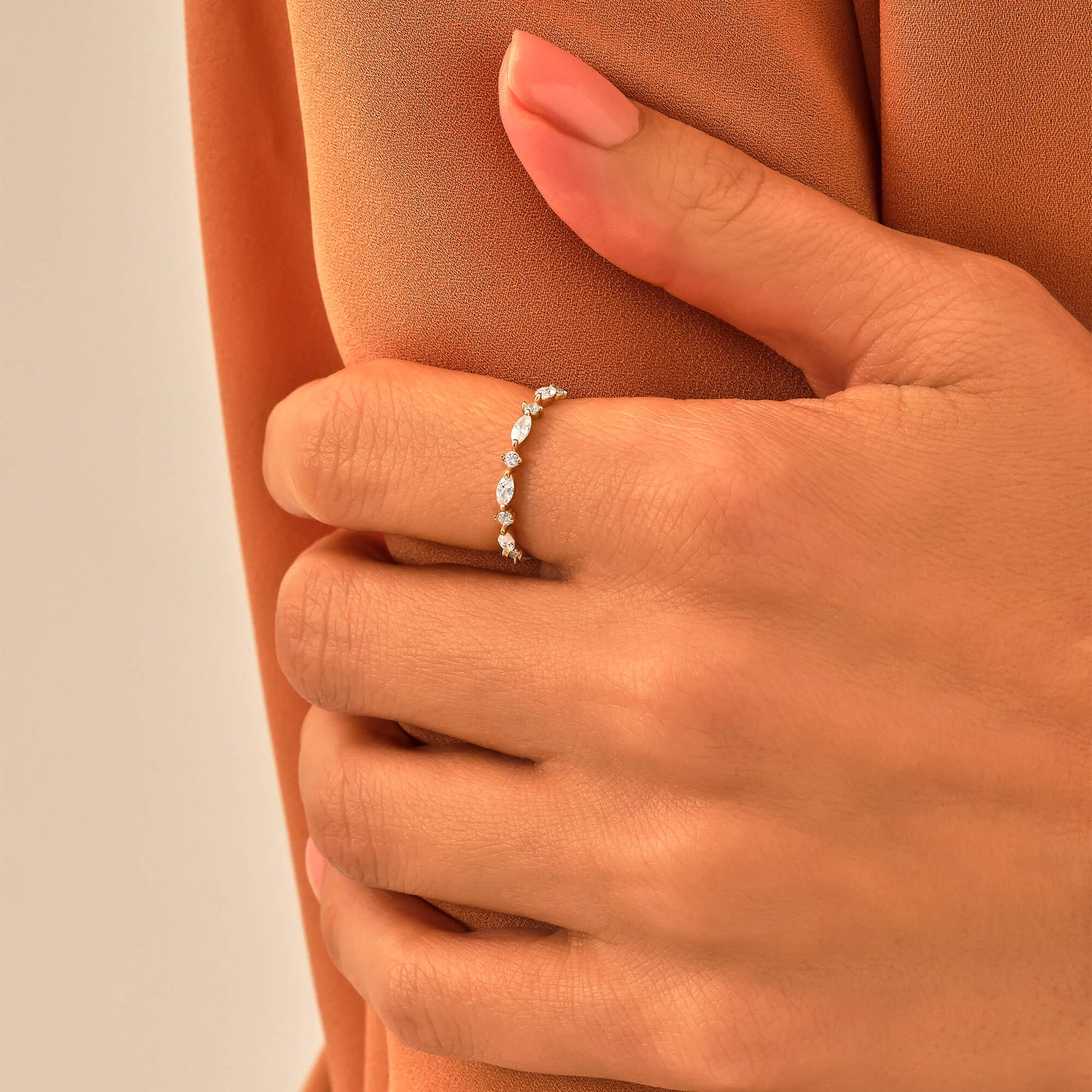 Diamond Marquise Band Ring in Gold