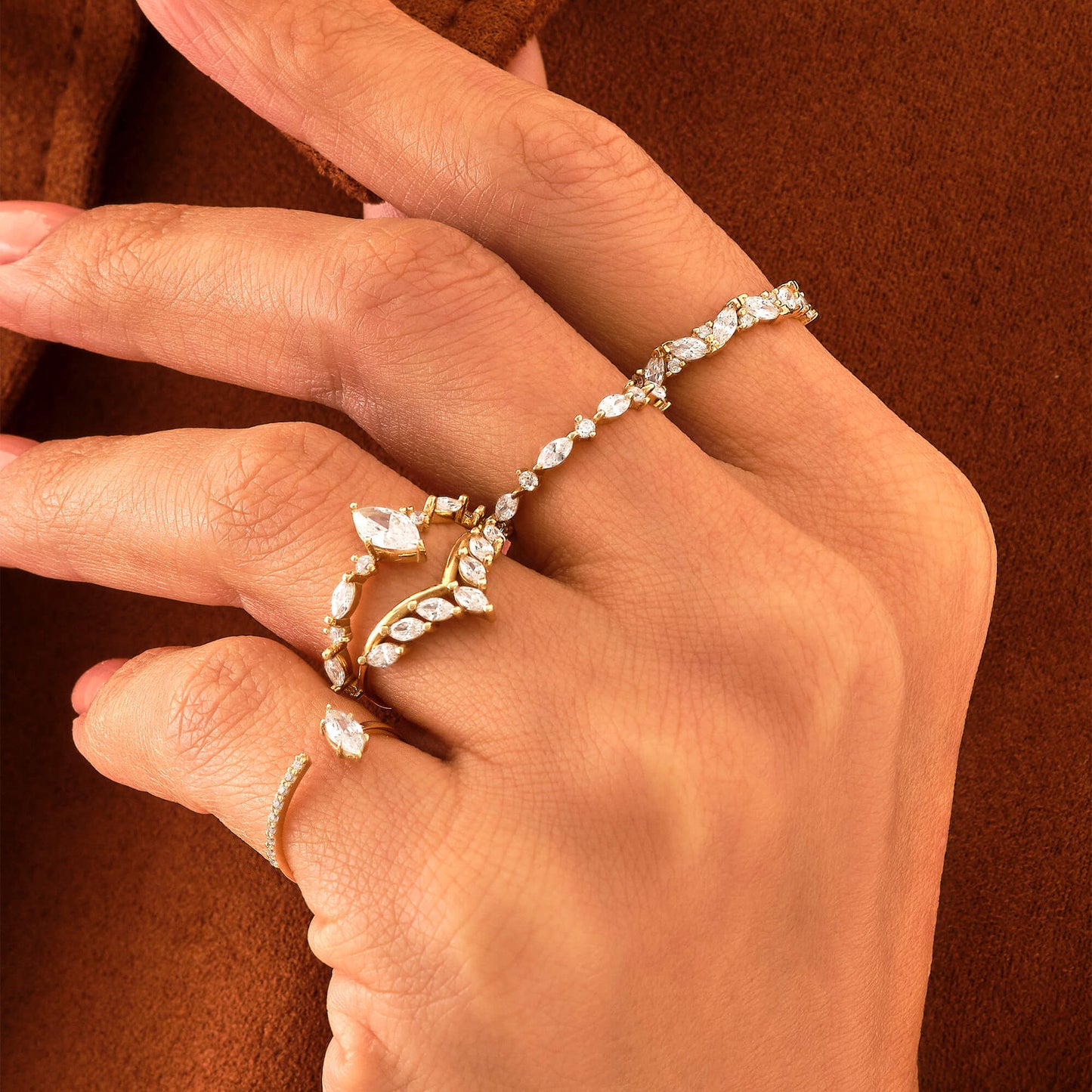 Diamond Marquise Band Ring in Gold