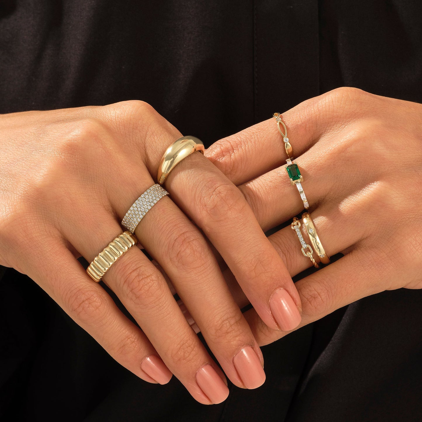 Diamond Minimal Star Pave Band Ring in Gold