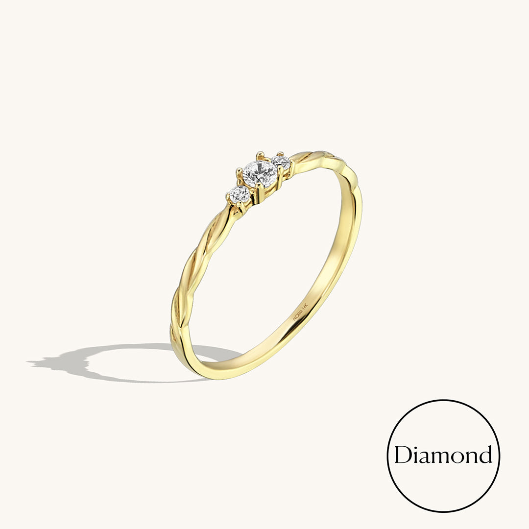 Diamond Minimal Twisted Solitaire Ring in Gold
