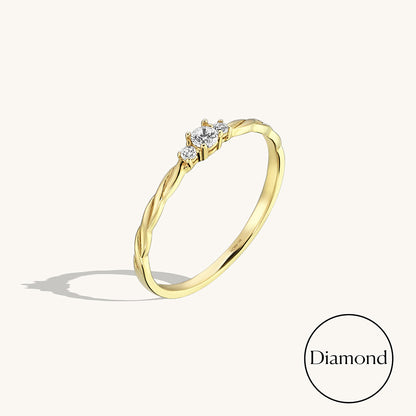 Diamond Minimal Twisted Solitaire Ring in Gold