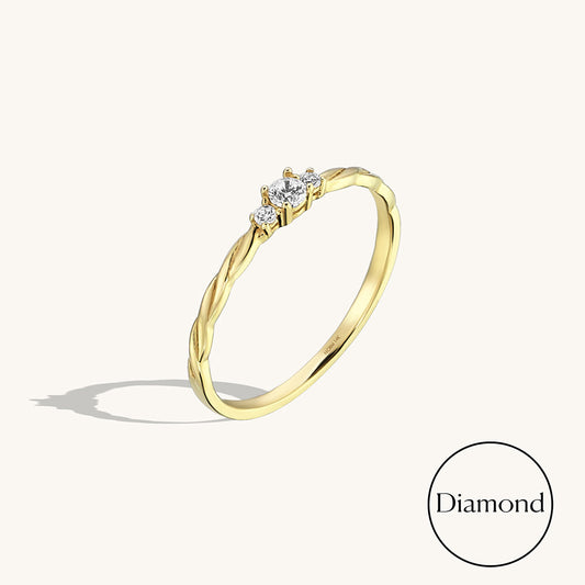 Diamond Minimal Twisted Solitaire Ring in Gold