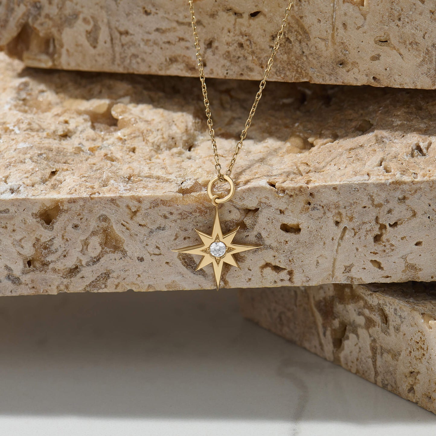 Diamond North Star Necklace in Gold
