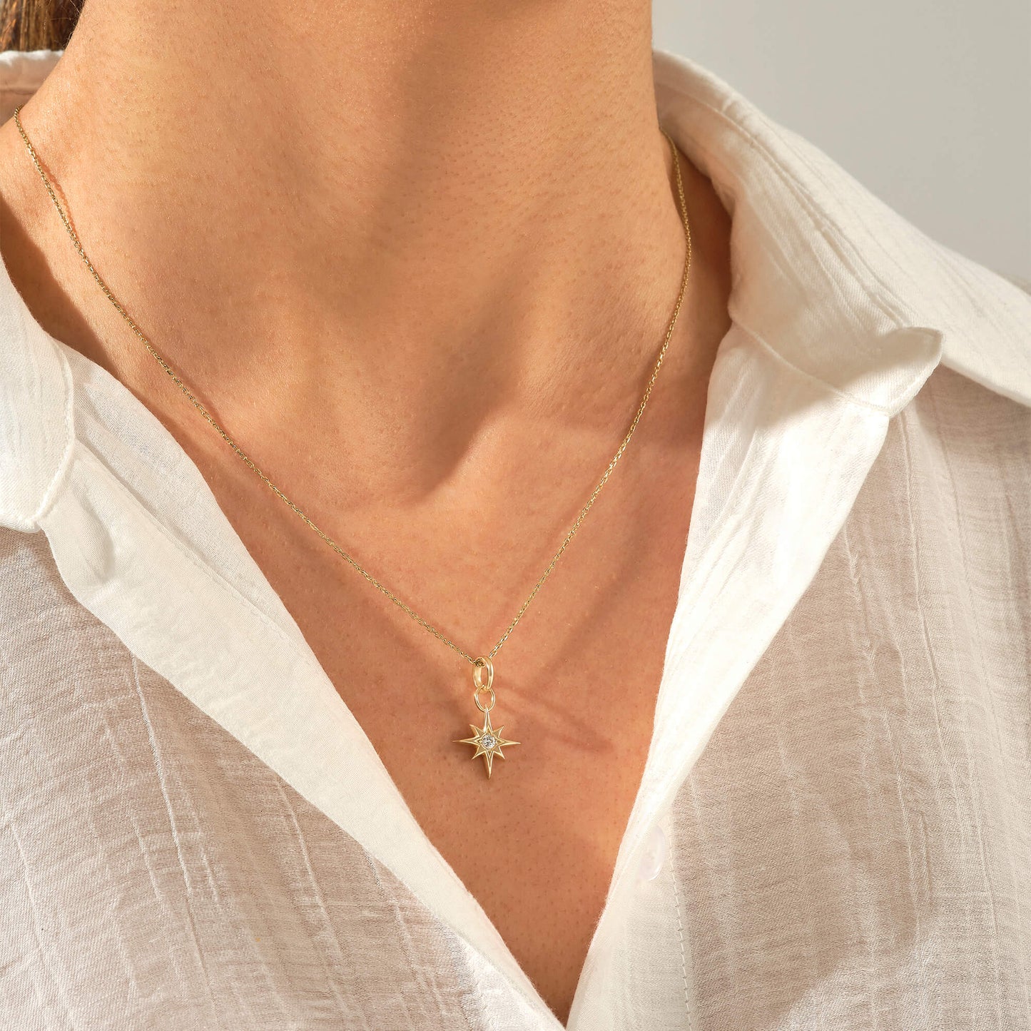 Diamond North Star Necklace in Gold