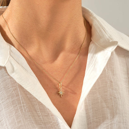 Diamond North Star Necklace in Gold