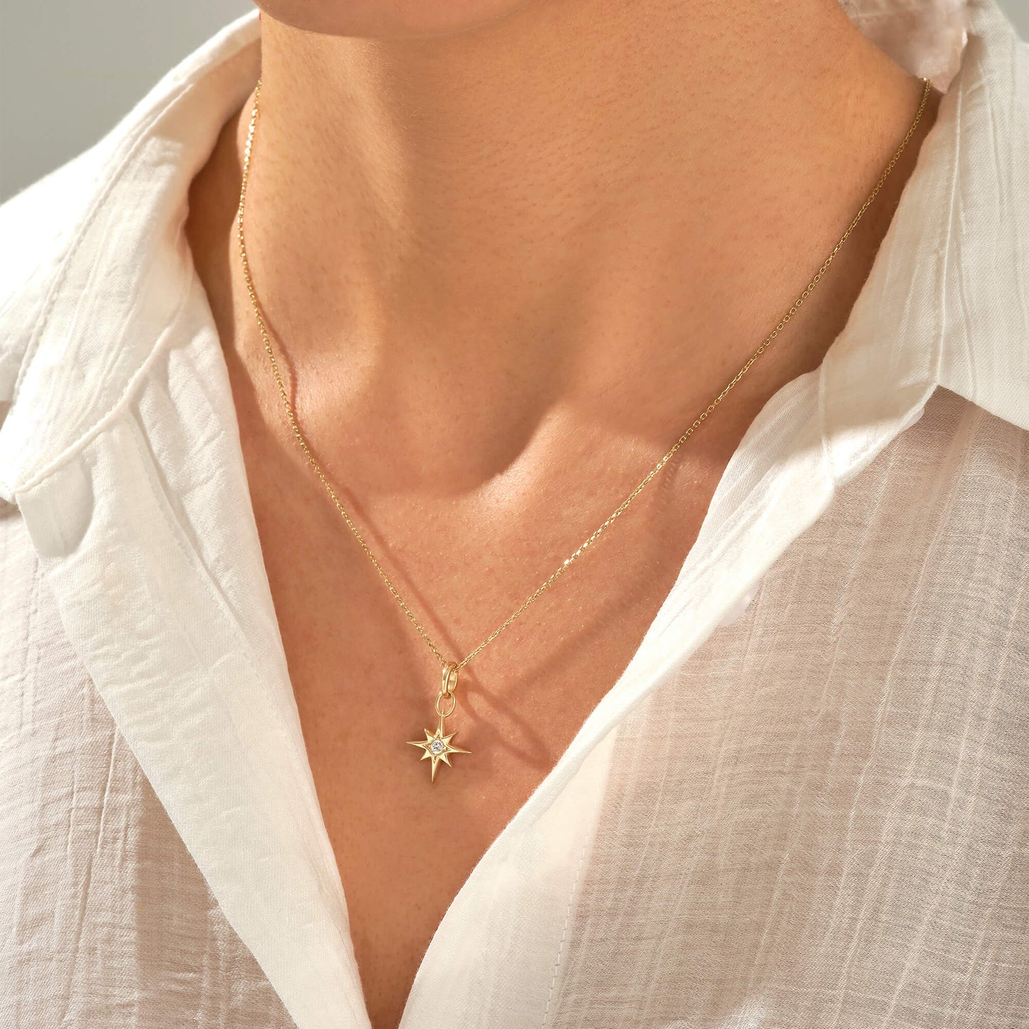 Diamond North Star Necklace in Gold