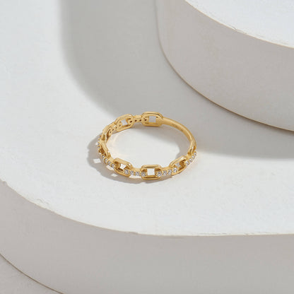 Diamond Open Link Ring in Gold
