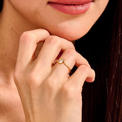 Diamond Pear Drop Chevron Ring in Gold