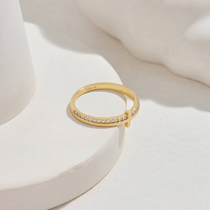 Diamond Petite Cross Ring in Gold