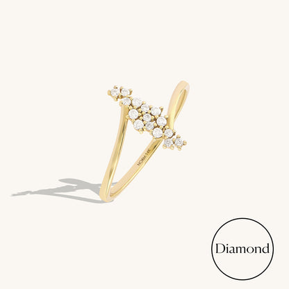 Diamond Snowflake Cluster Ring in Gold