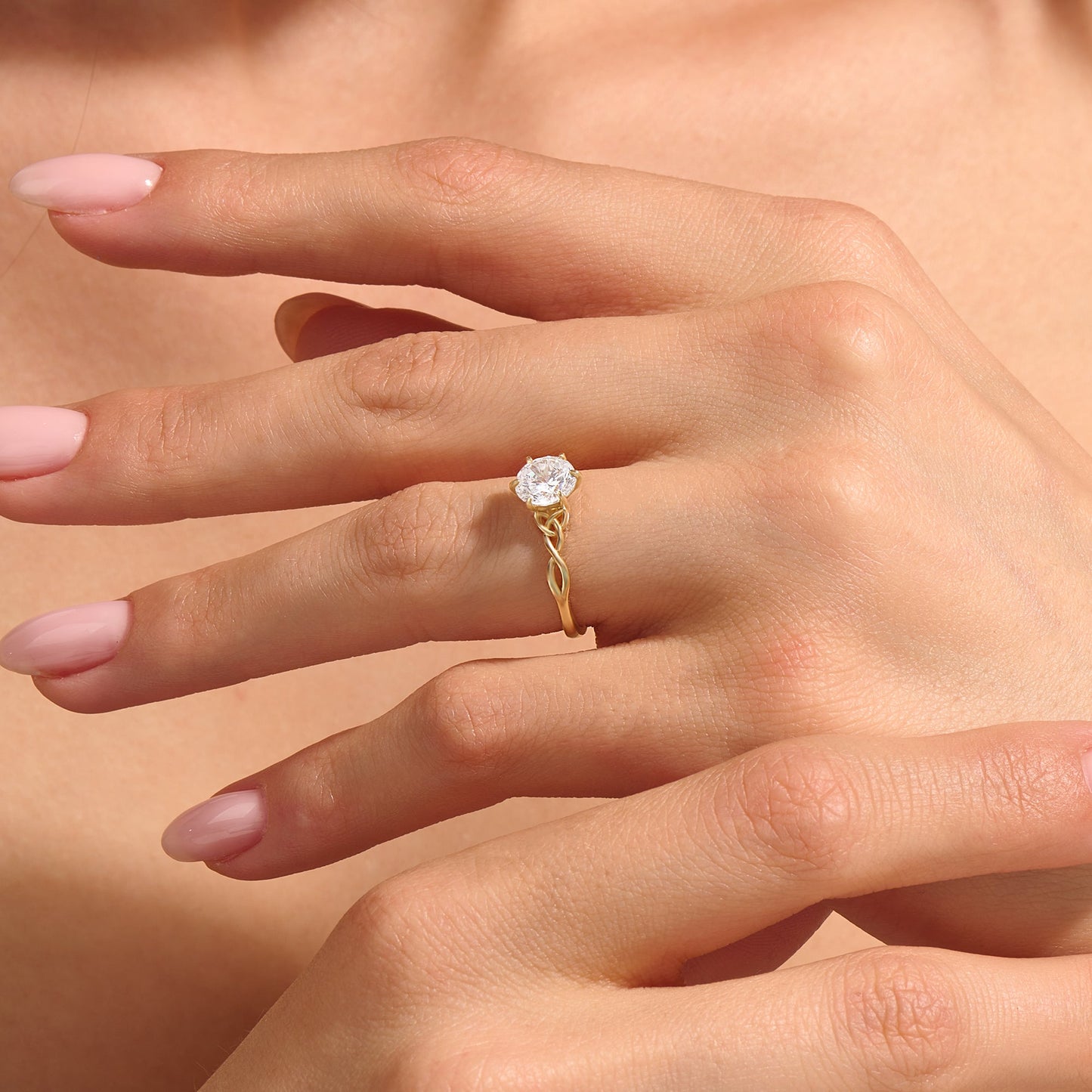 Diamond Solitaire Celtic Knot Engagement Ring in Gold