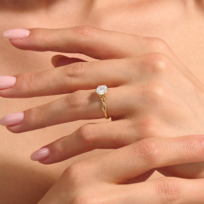 Diamond Solitaire Celtic Knot Engagement Ring in Gold