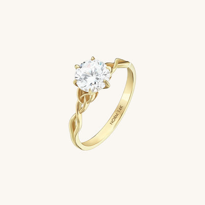 Diamond Solitaire Celtic Knot Engagement Ring in Gold