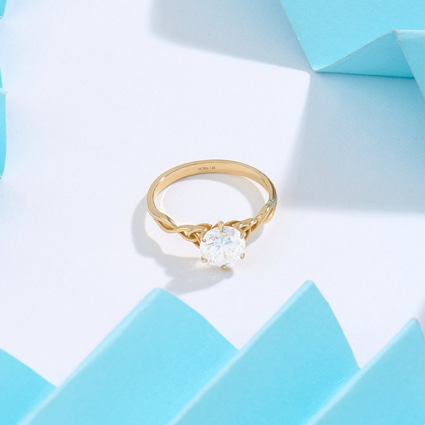 Diamond Solitaire Celtic Knot Engagement Ring in Gold