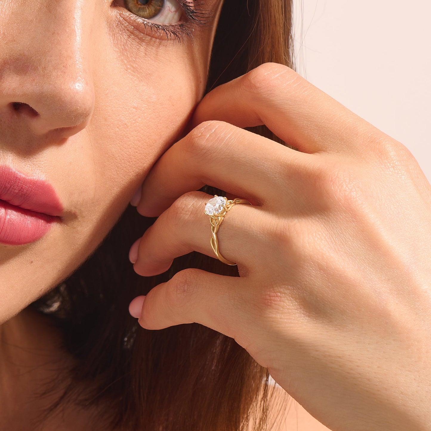 Diamond Solitaire Celtic Knot Engagement Ring in Gold