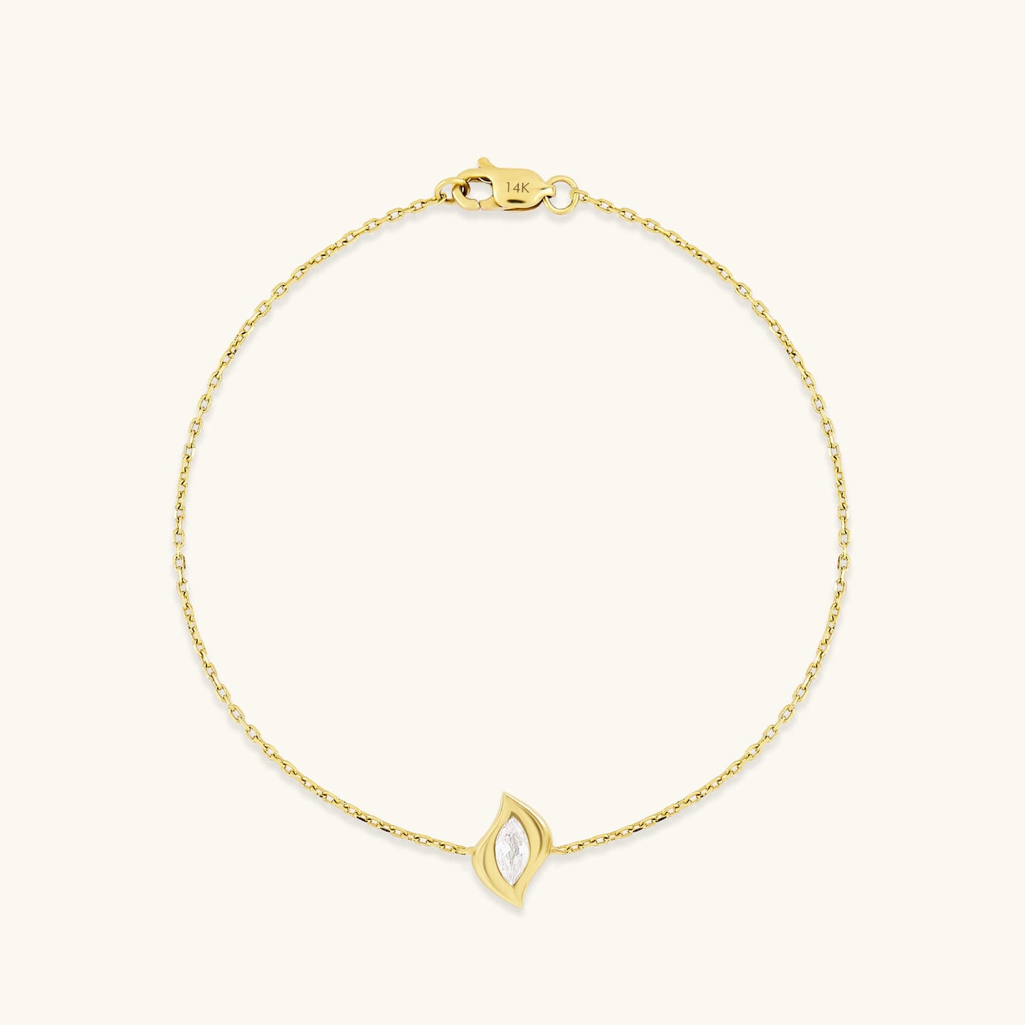 Diamond Solitaire Leaf Bracelet in Gold