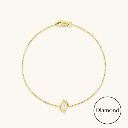 Diamond Solitaire Leaf Bracelet in Gold