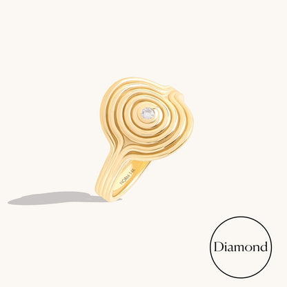 Diamond Swirl Signet Ring in Gold