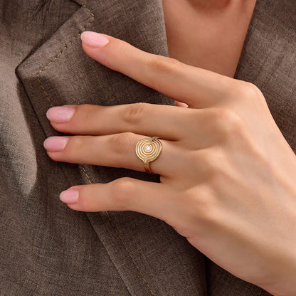 Diamond Swirl Signet Ring in Gold