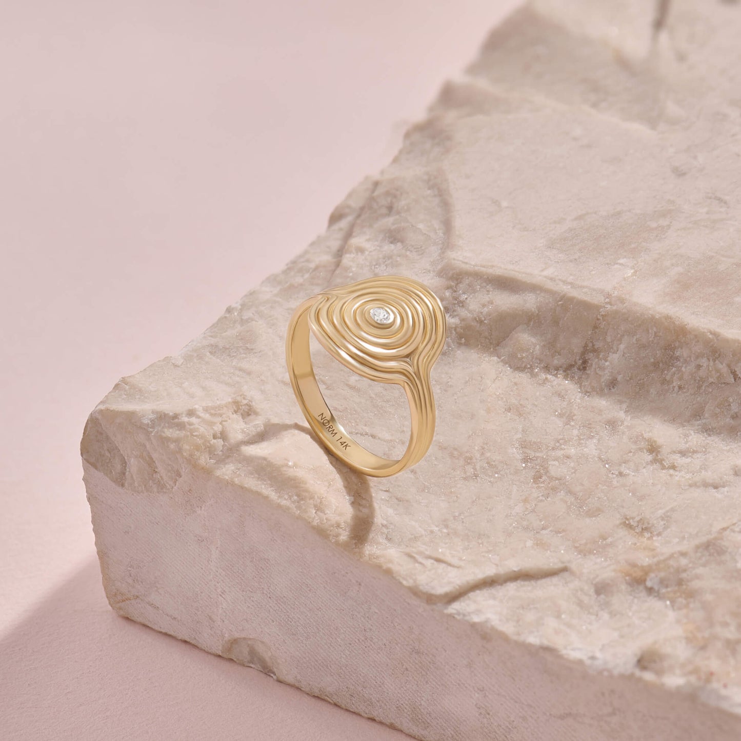 Diamond Swirl Signet Ring in Gold